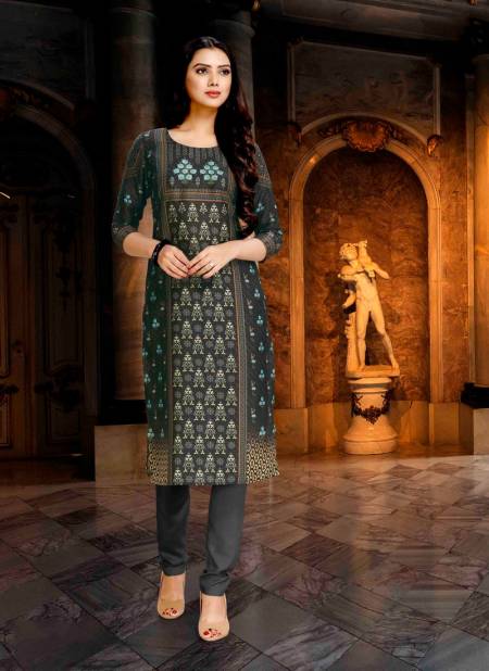 Dark Green Latest Fancy Ethnic Wear Poly Digital Printed Designer Kurti Collection 8